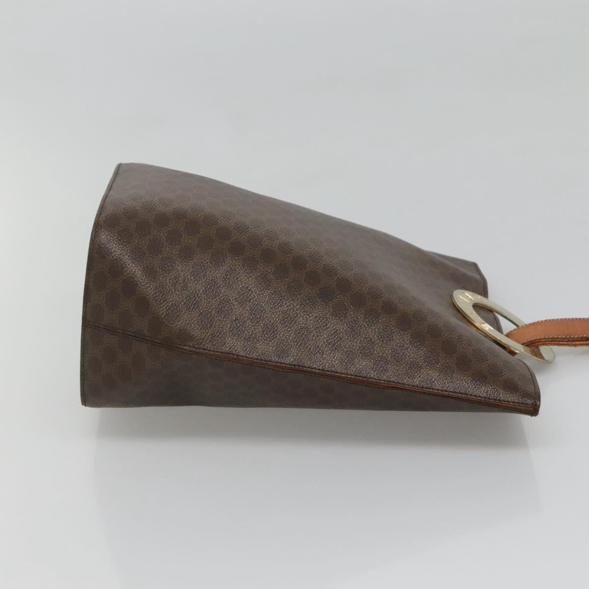 CELINE Macadam Canvas Shoulder Bag PVC Leather Brown Gold Auth 123185