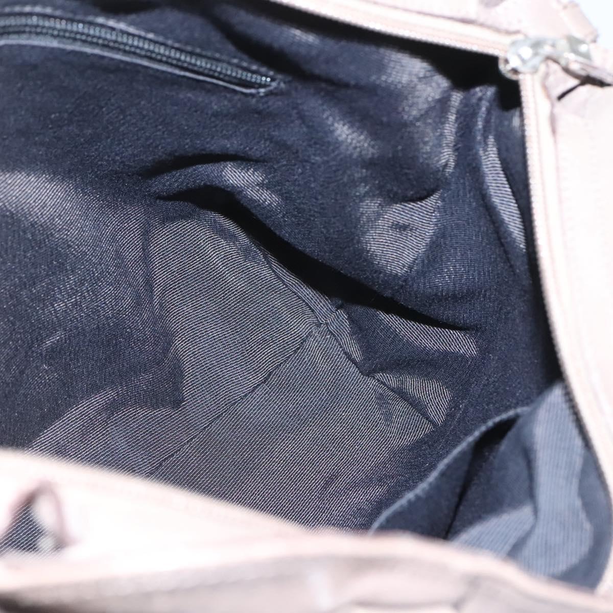 Salvatore Ferragamo Gancini Hand Bag Canvas Leather Beige Silver Auth 123187