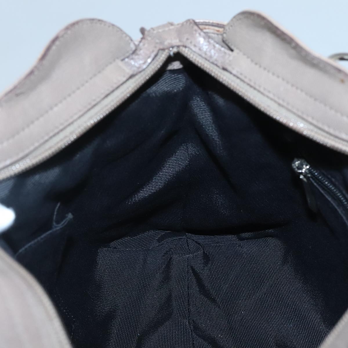 Salvatore Ferragamo Gancini Hand Bag Canvas Leather Beige Silver Auth 123187