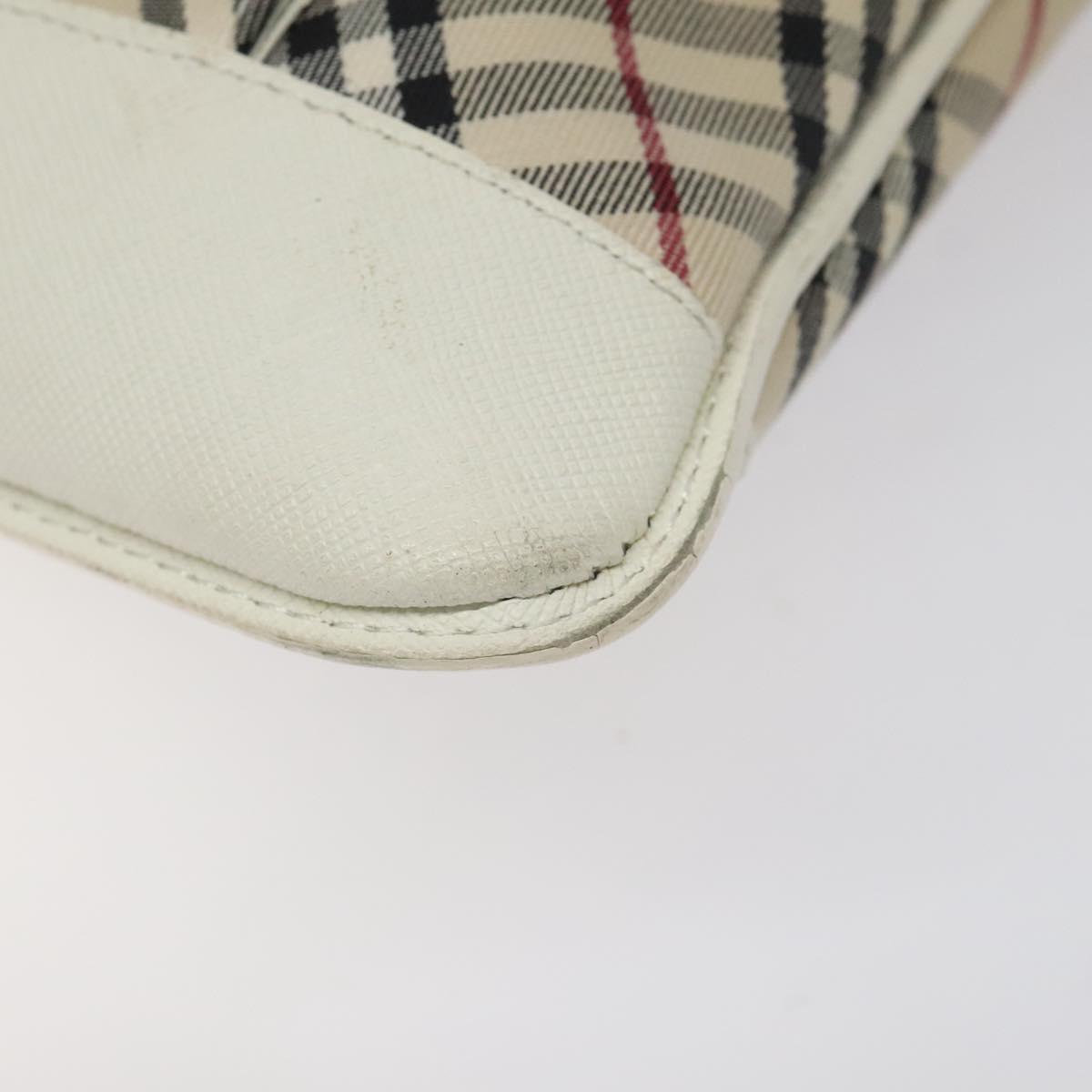 BURBERRY Nova Check Shoulder Bag Canvas Beige Silver Auth 123191