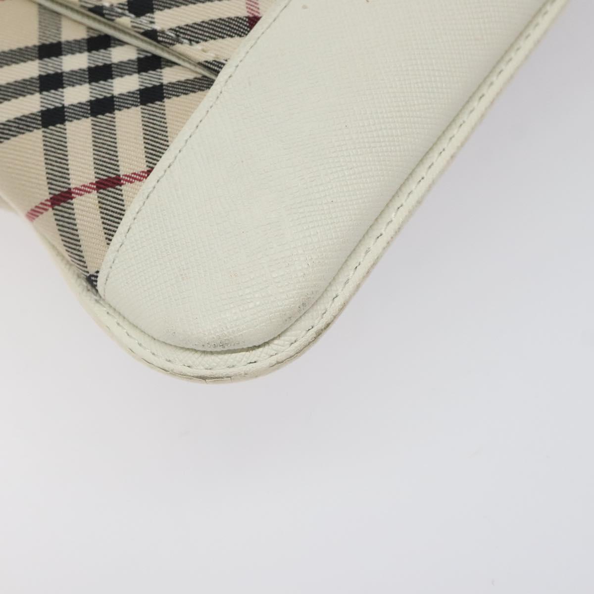 BURBERRY Nova Check Shoulder Bag Canvas Beige Silver Auth 123191