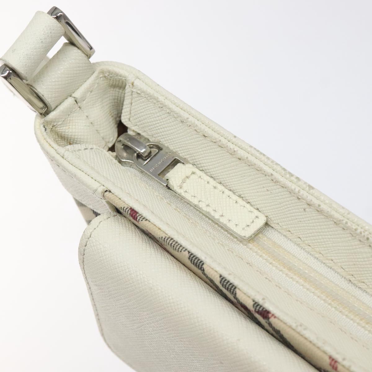 BURBERRY Nova Check Shoulder Bag Canvas Beige Silver Auth 123191