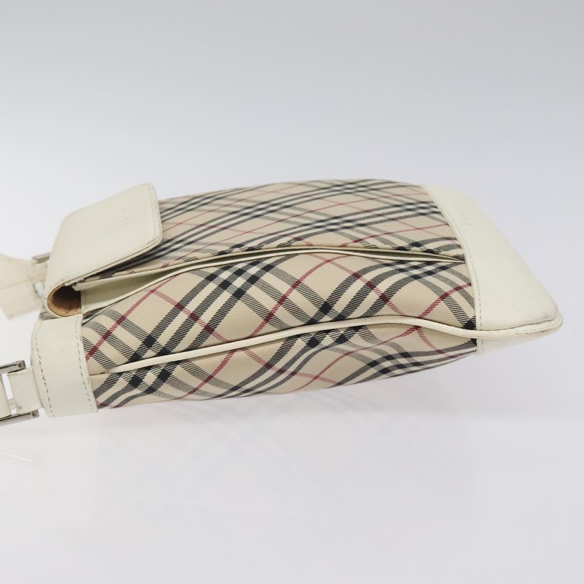 BURBERRY Nova Check Shoulder Bag Canvas Beige Silver Auth 123191