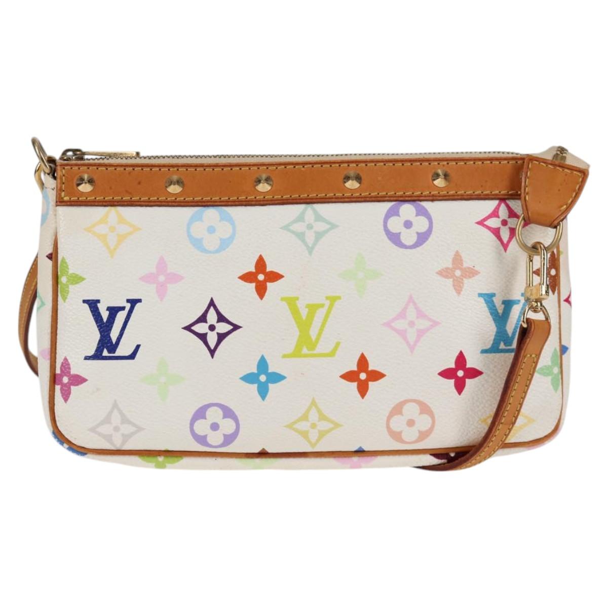 LOUIS VUITTON Multicolor Pochette Accessoires Pouch White M92649 Auth 123204V