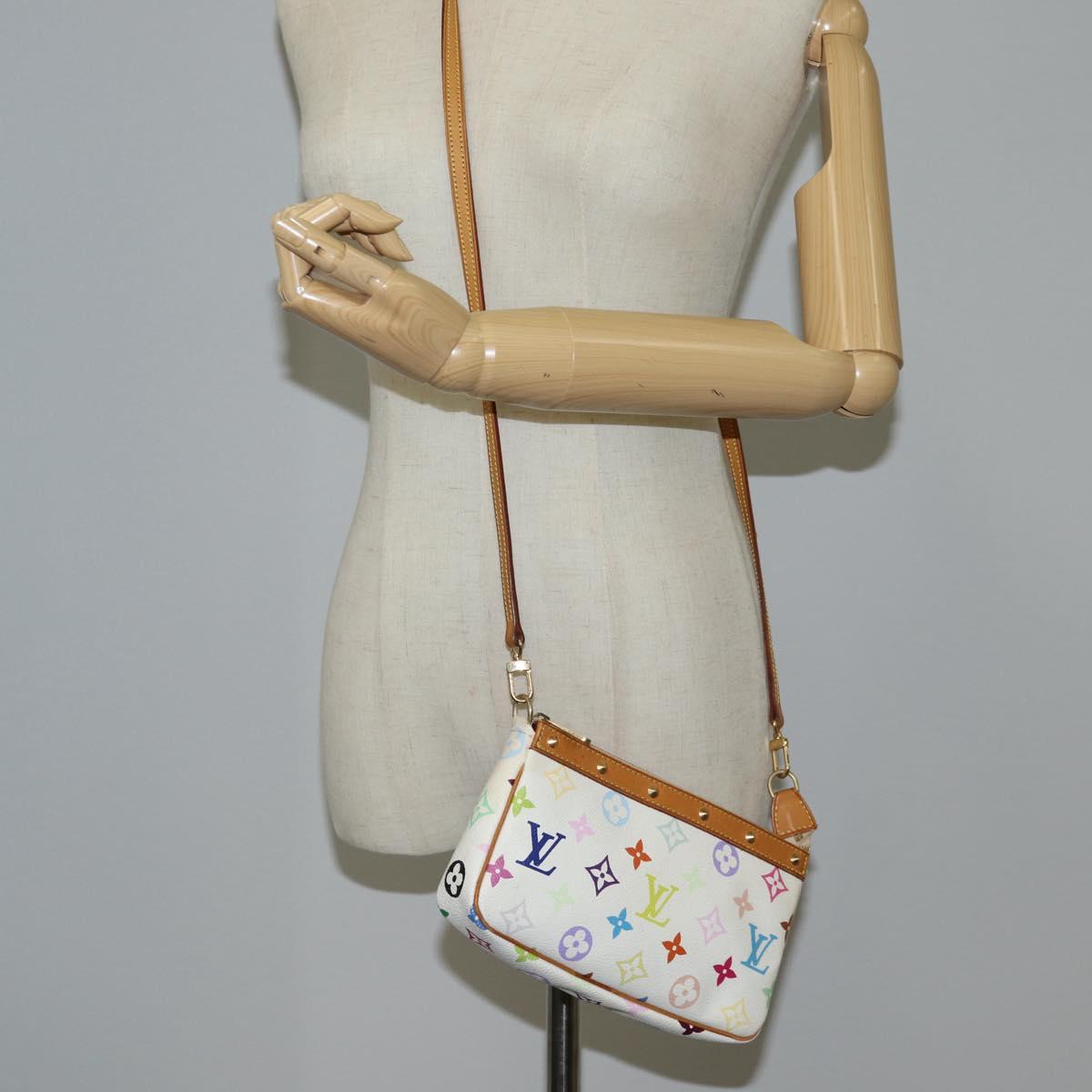 LOUIS VUITTON Multicolor Pochette Accessoires Pouch White M92649 Auth 123204V