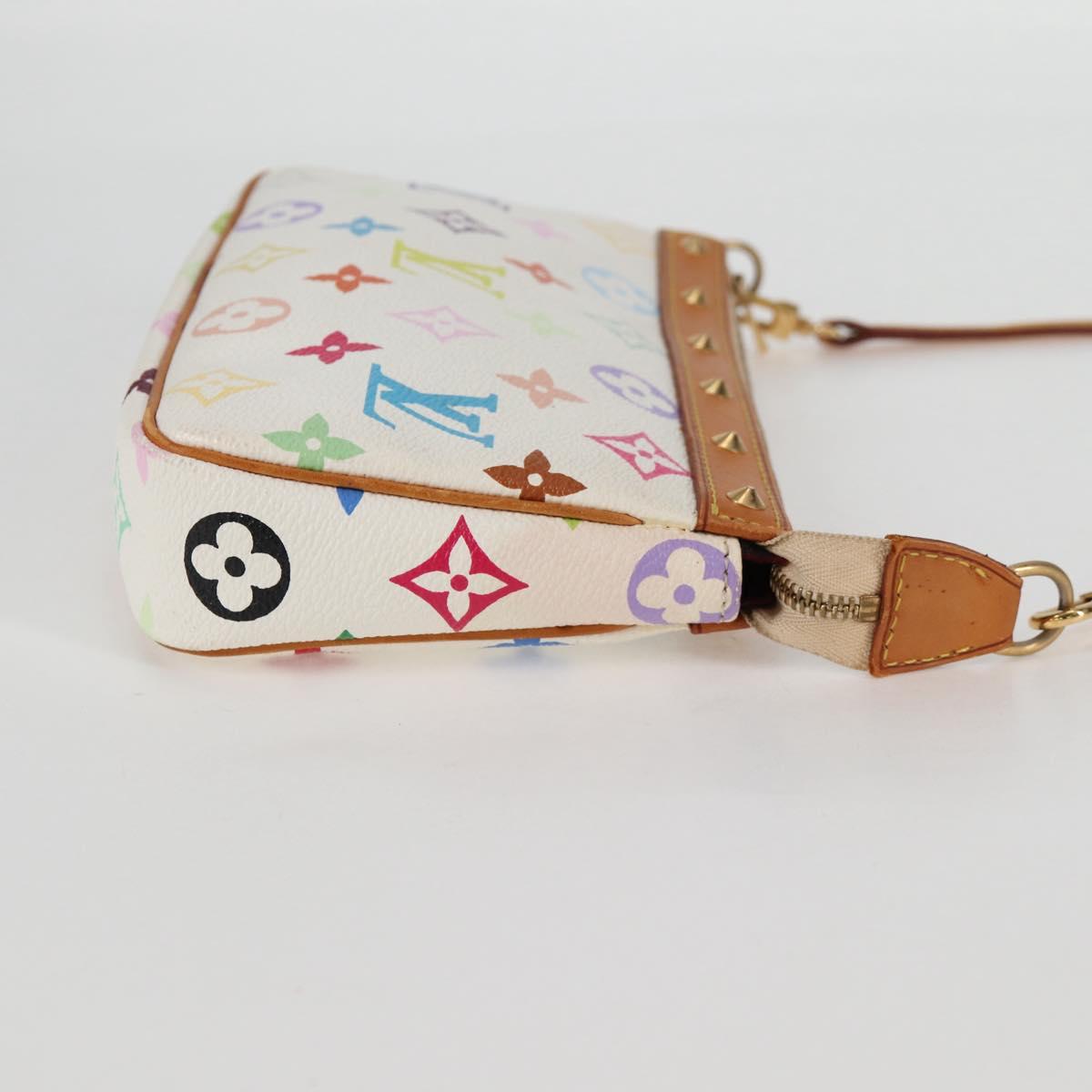 LOUIS VUITTON Multicolor Pochette Accessoires Pouch White M92649 Auth 123204V