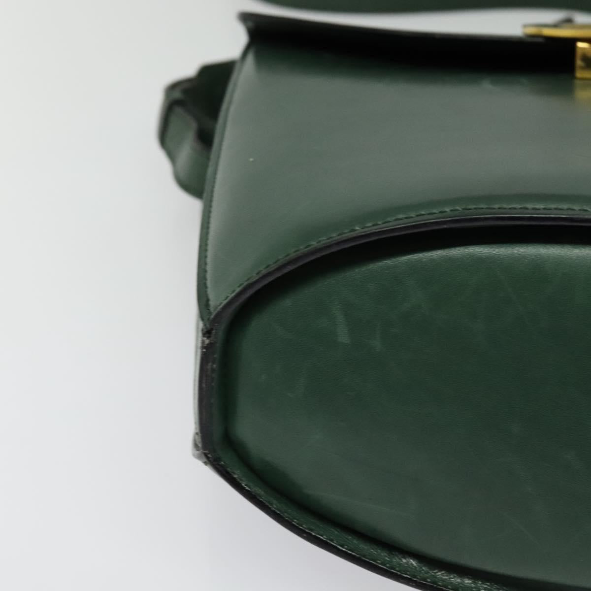 CELINE Shoulder Bag Leather Green Gold Auth 123217