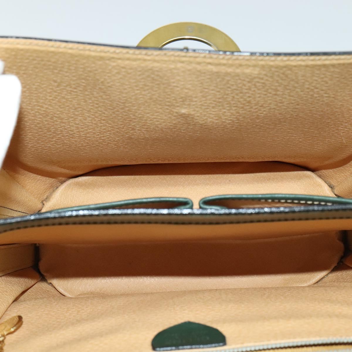 CELINE Shoulder Bag Leather Green Gold Auth 123217