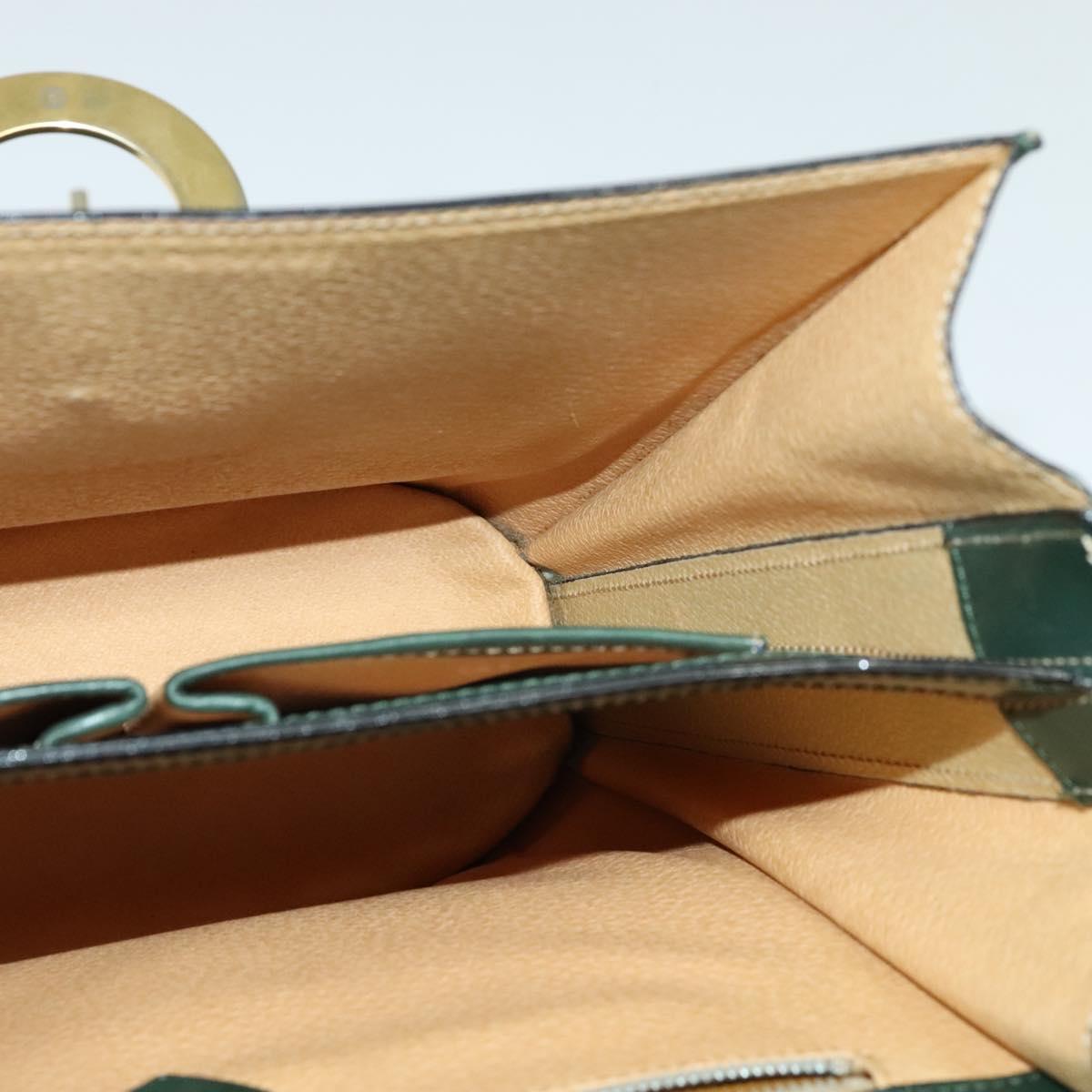 CELINE Shoulder Bag Leather Green Gold Auth 123217