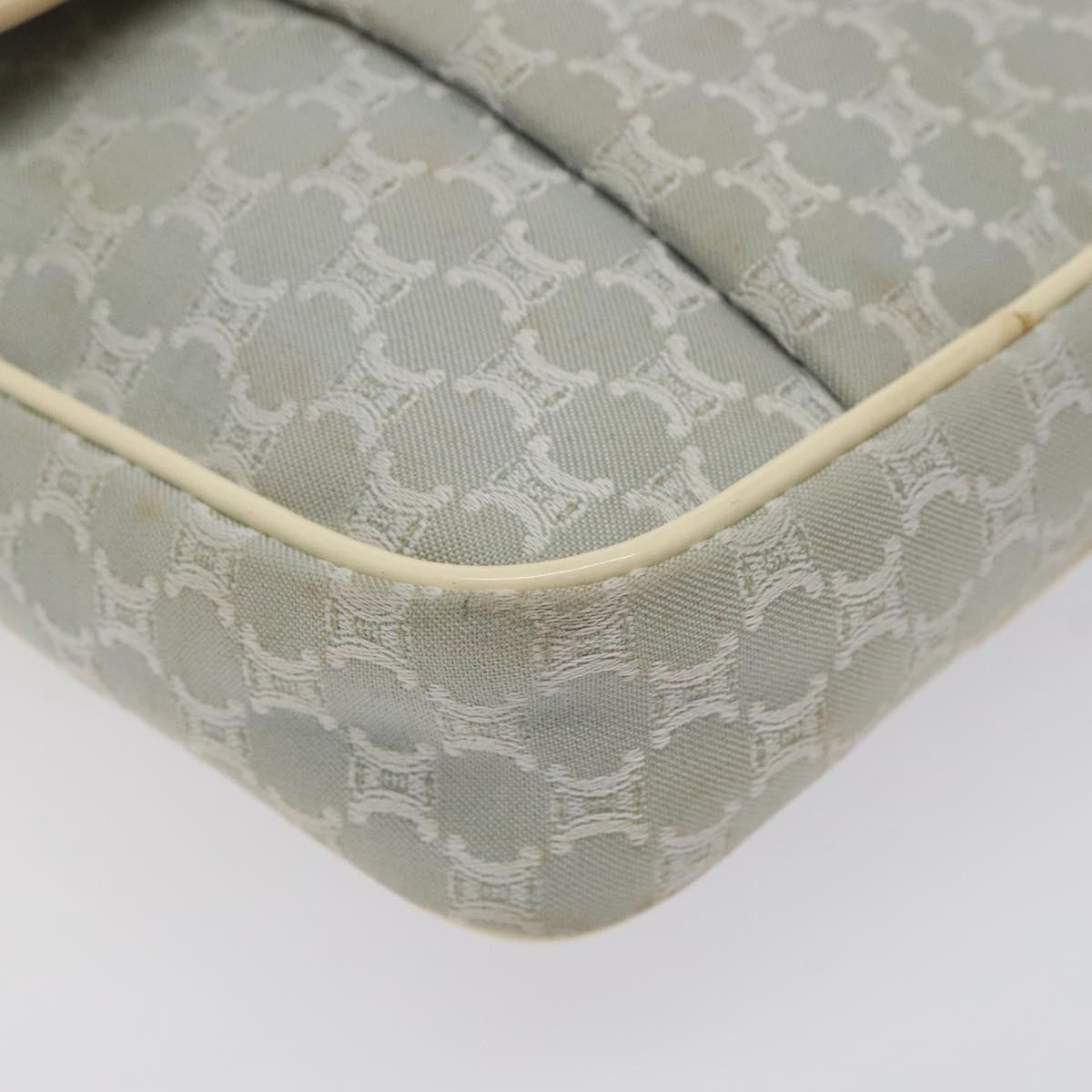 CELINE Macadam Canvas Shoulder Bag Light Blue Silver Auth 123219