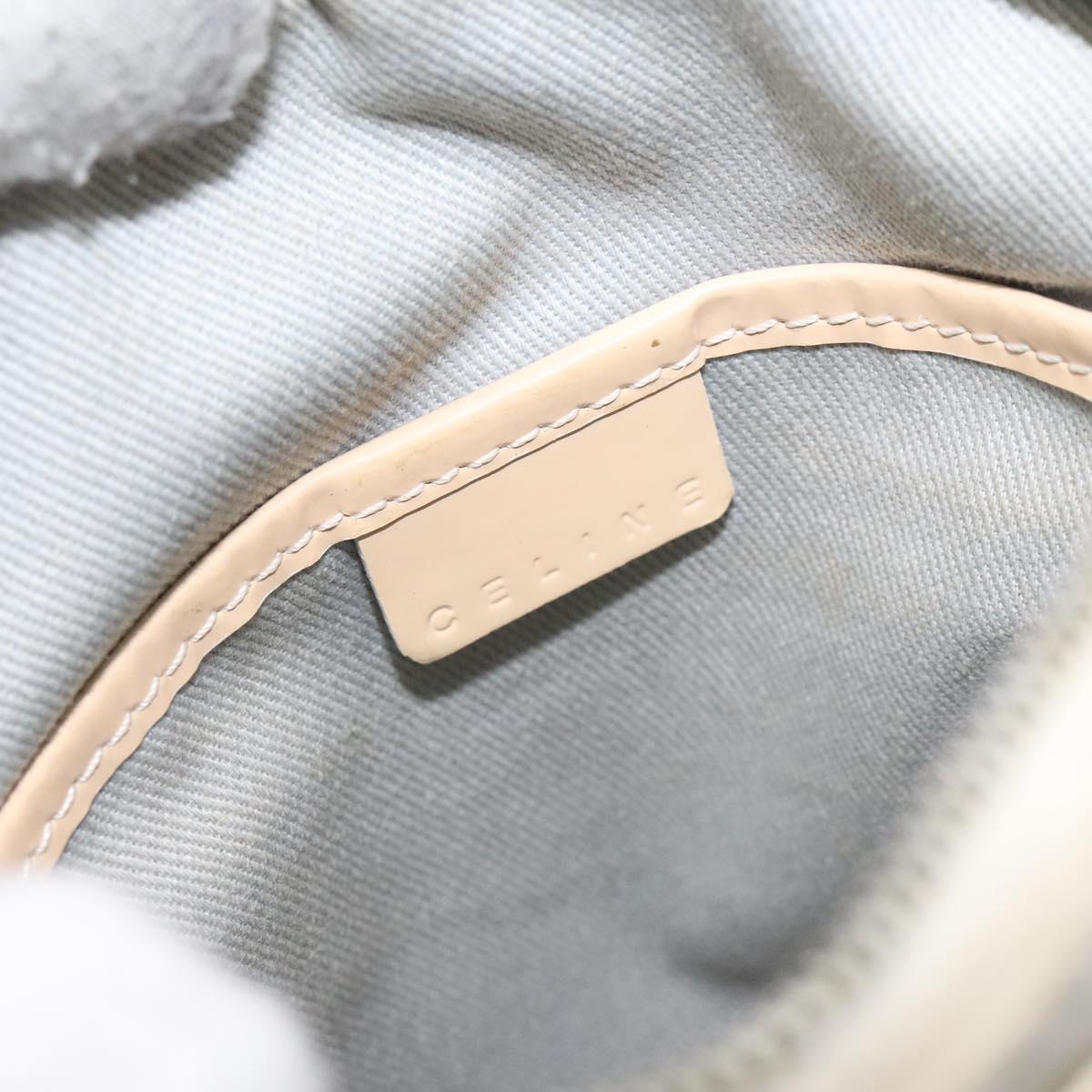 CELINE Macadam Canvas Shoulder Bag Light Blue Silver Auth 123219