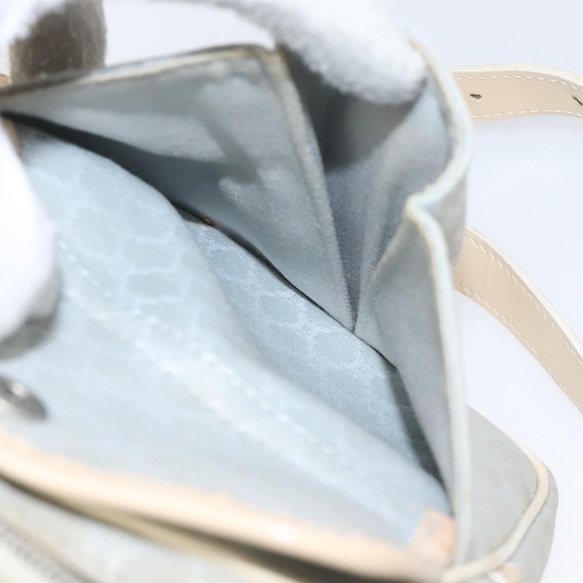 CELINE Macadam Canvas Shoulder Bag Light Blue Silver Auth 123219