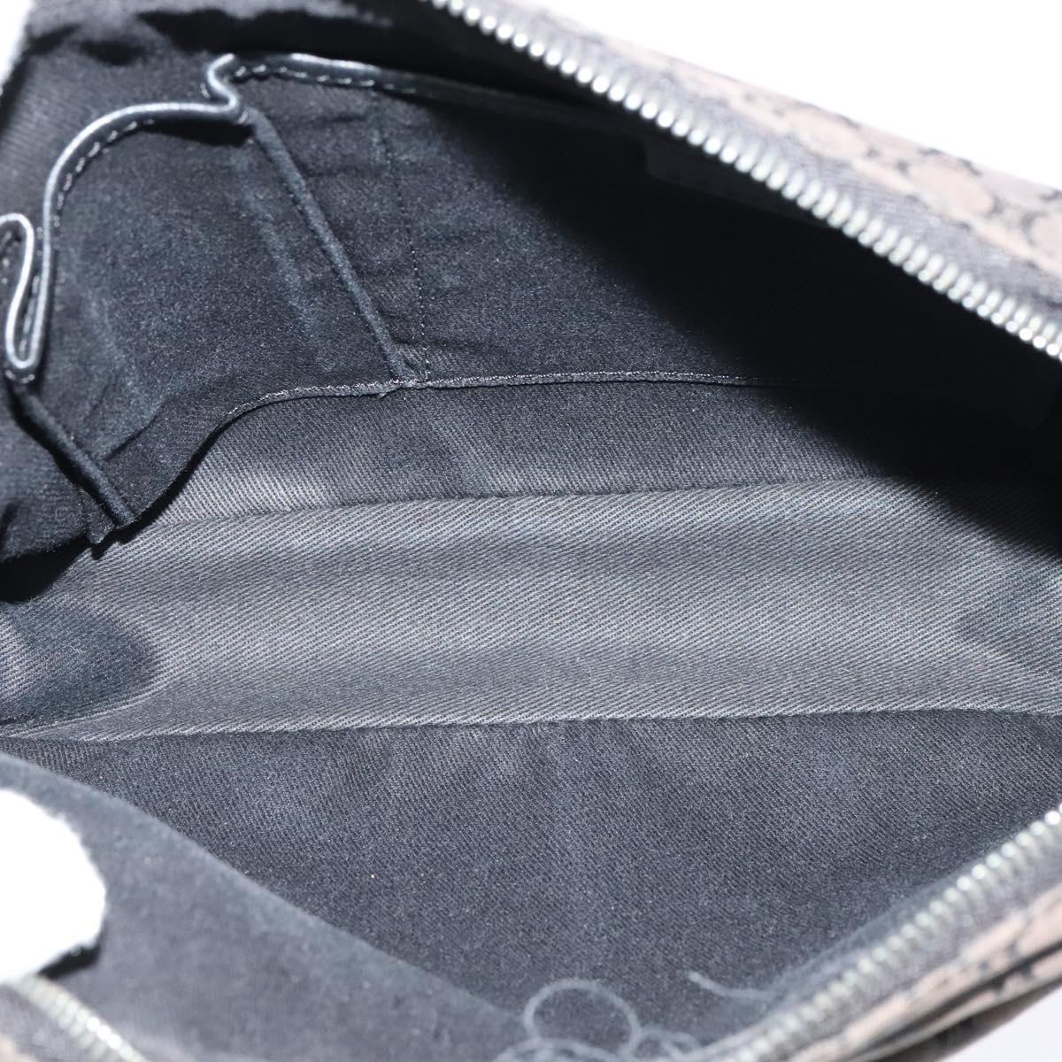 CELINE Macadam Canvas Shoulder Bag Black Silver Auth 123220