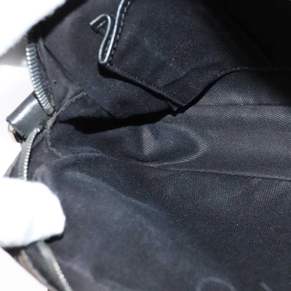 CELINE Macadam Canvas Shoulder Bag Black Silver Auth 123220