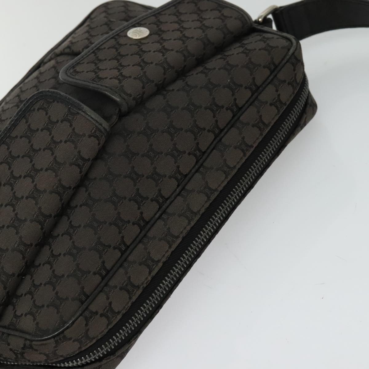 CELINE Macadam Canvas Shoulder Bag Black Silver Auth 123220