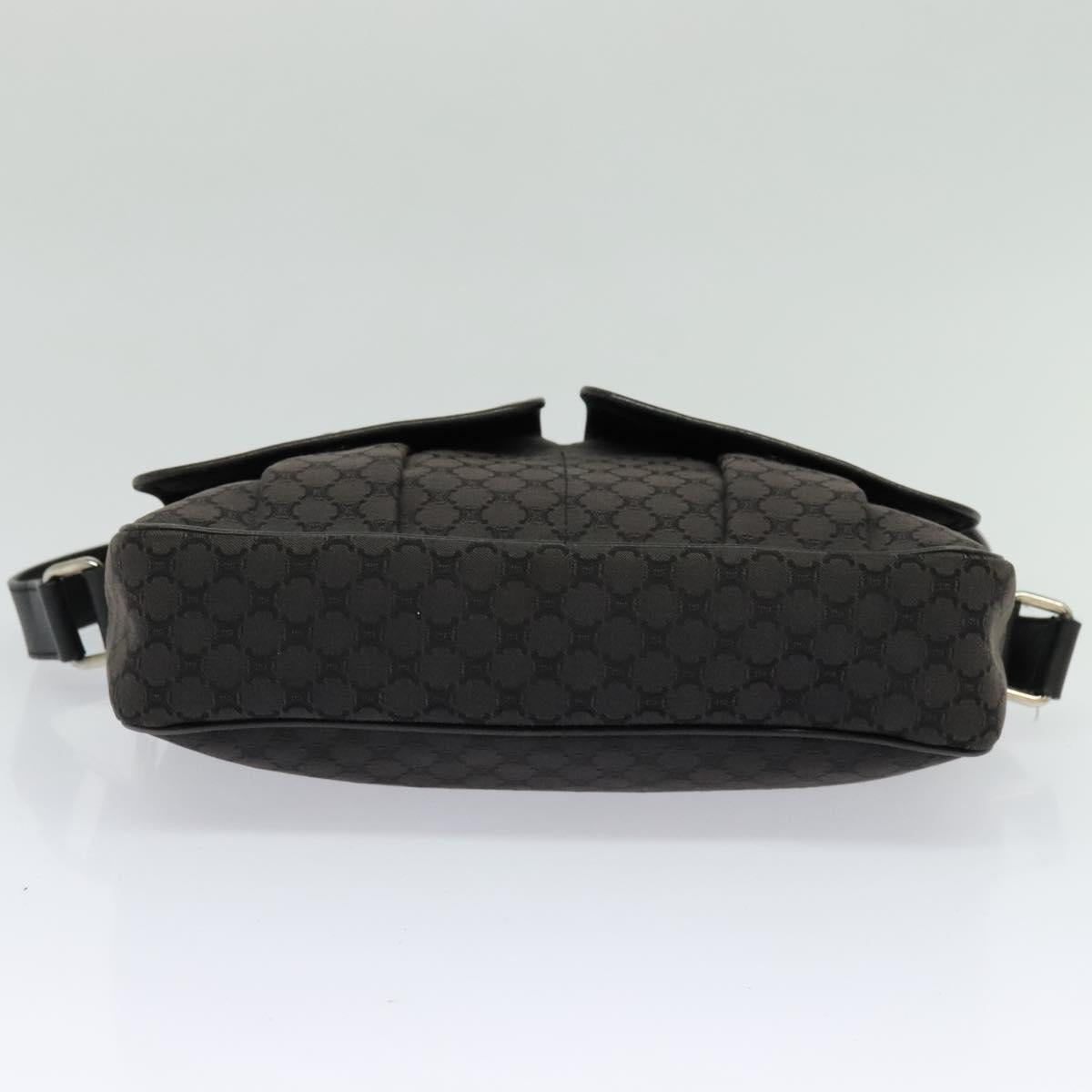 CELINE Macadam Canvas Shoulder Bag Black Silver Auth 123220