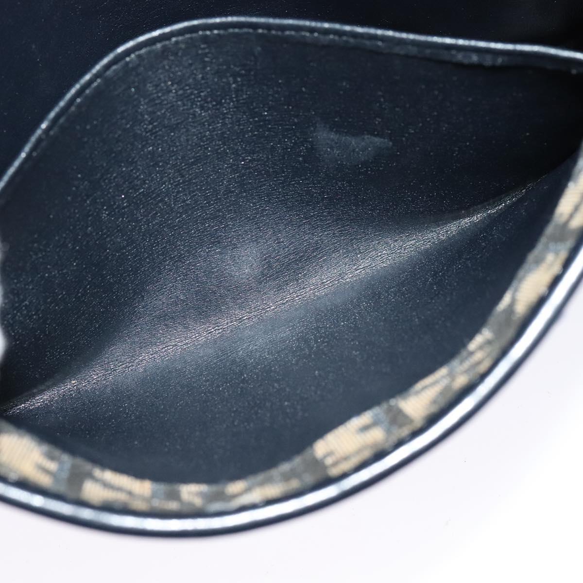 Christian Dior Trotter Canvas Shoulder Bag Navy Gold Auth 123224