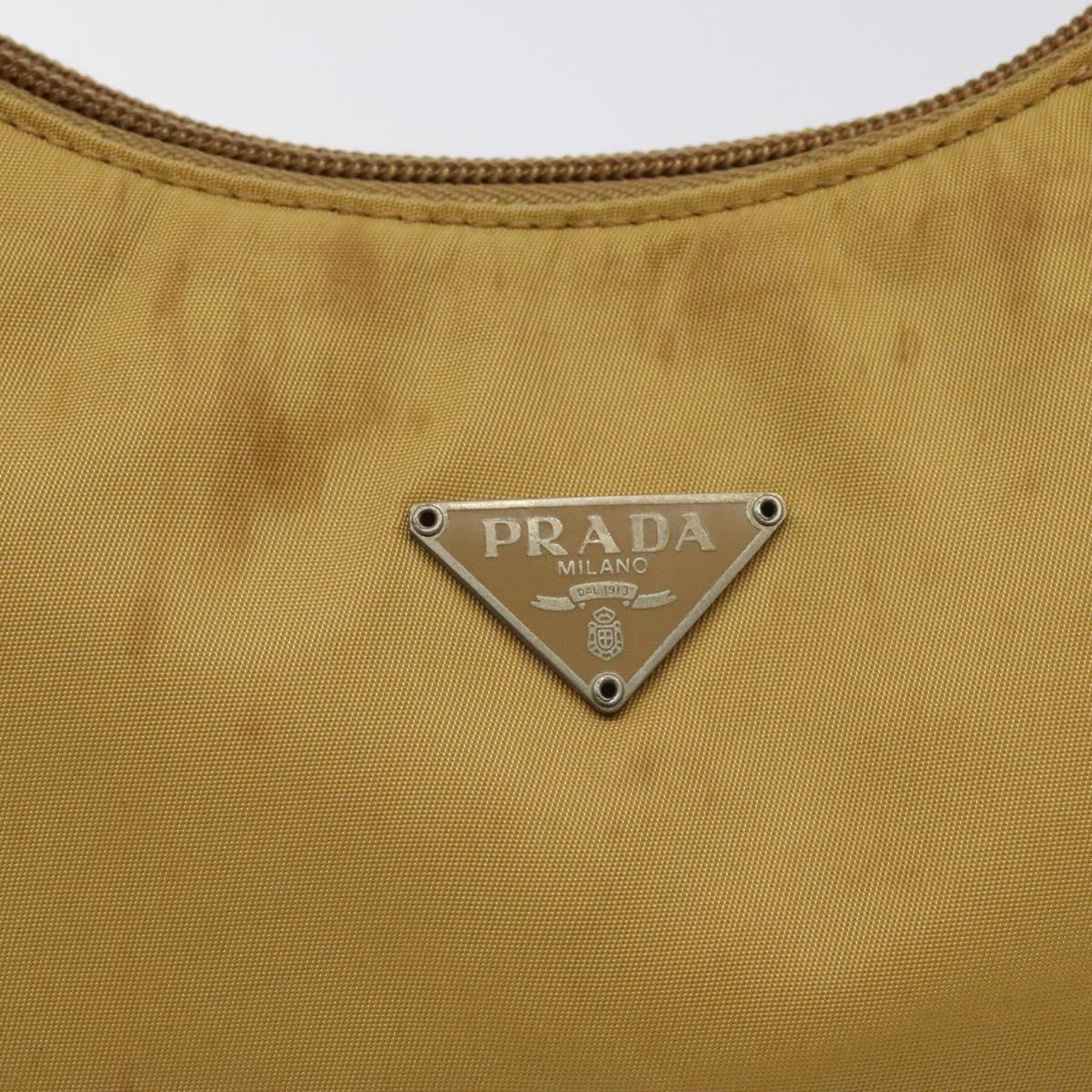PRADA Hand Bag Nylon Beige Auth 123259