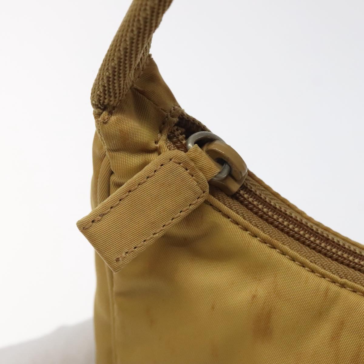 PRADA Hand Bag Nylon Beige Auth 123259