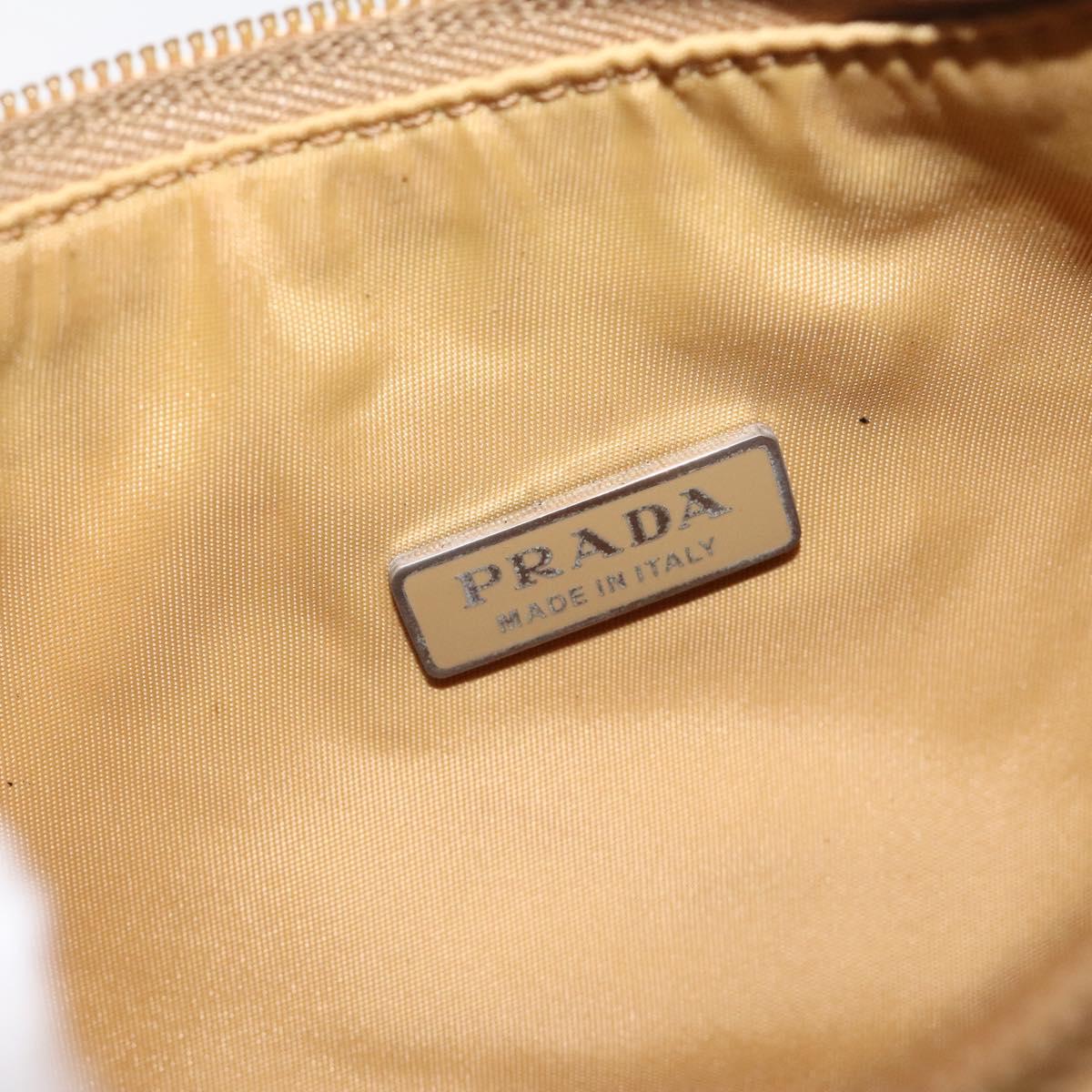 PRADA Hand Bag Nylon Beige Auth 123259