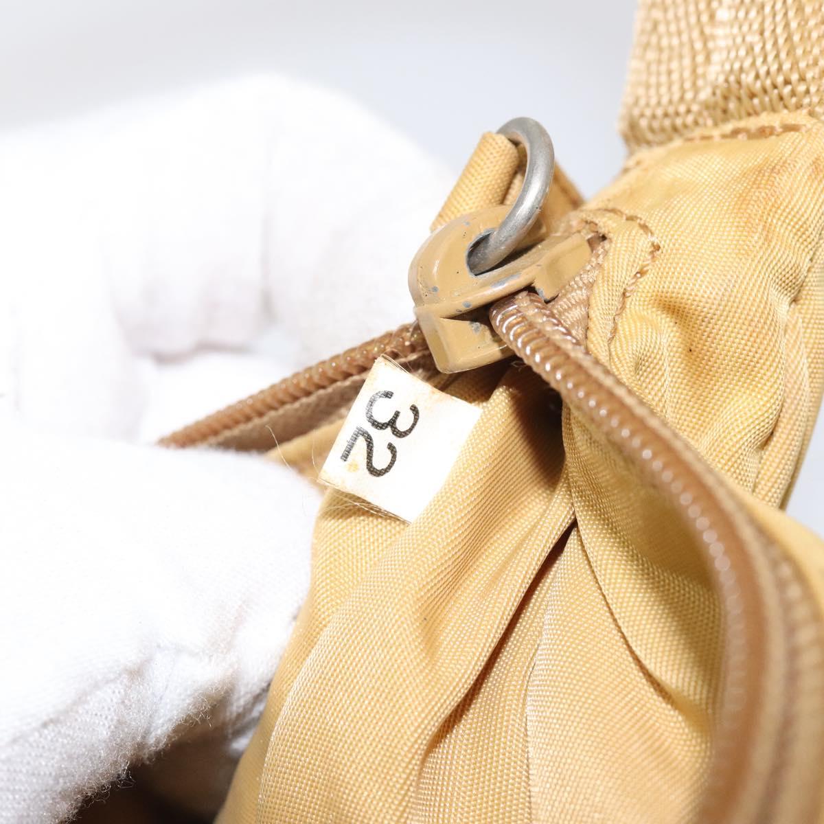 PRADA Hand Bag Nylon Beige Auth 123259