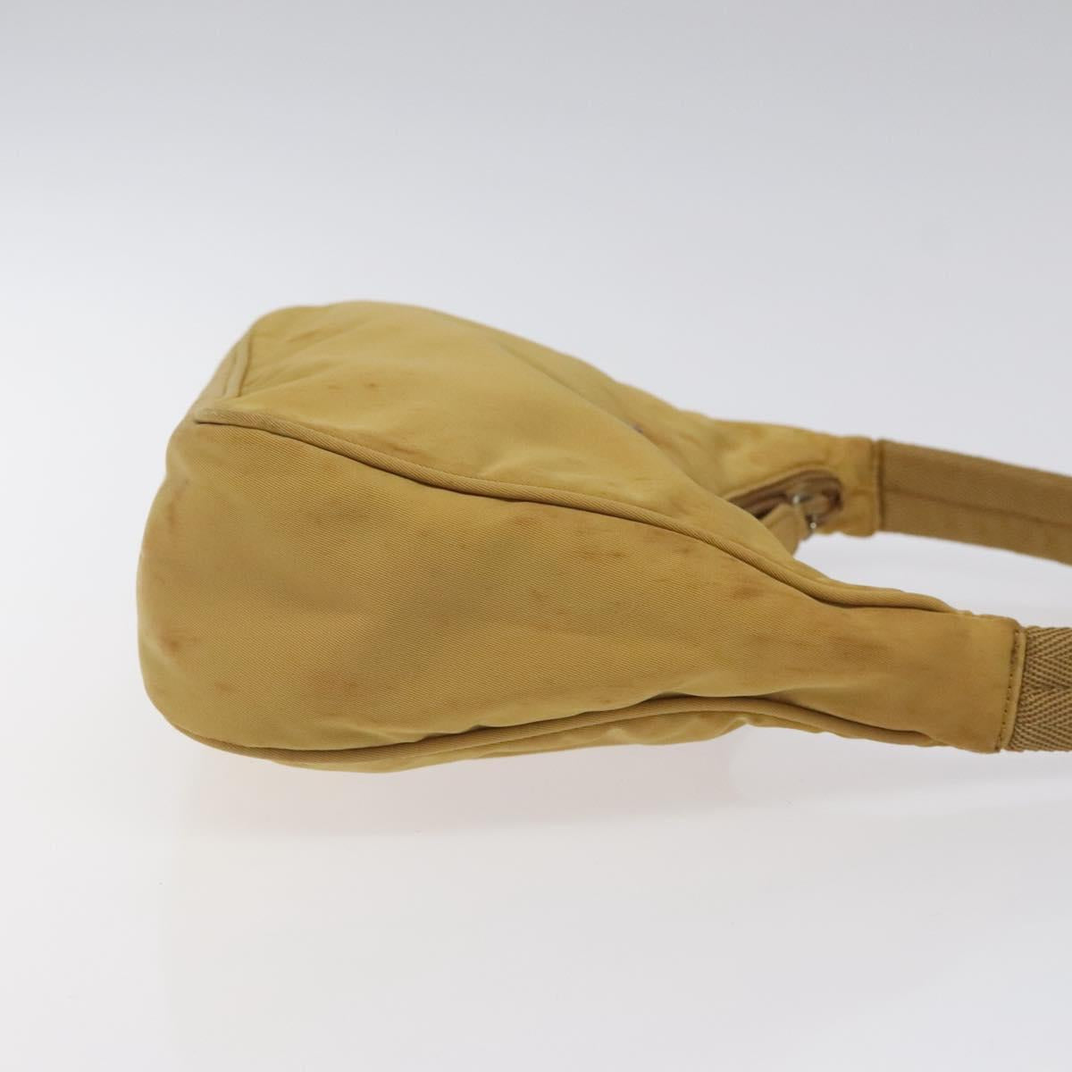 PRADA Hand Bag Nylon Beige Auth 123259