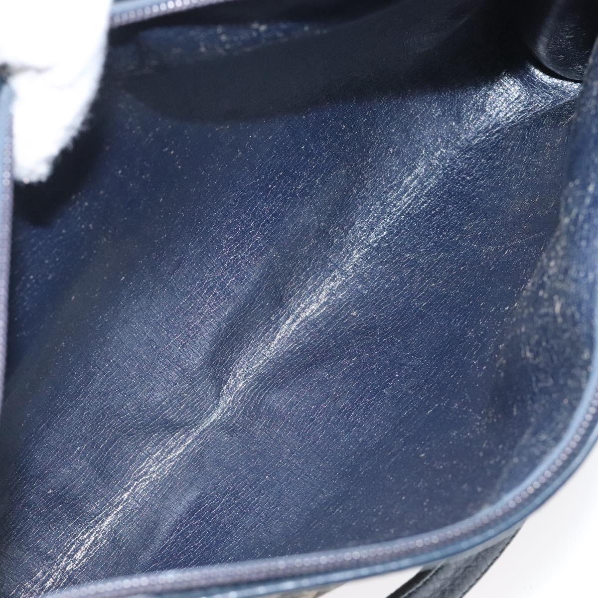 Christian Dior Trotter Canvas Shoulder Bag Navy Gold Auth 123286