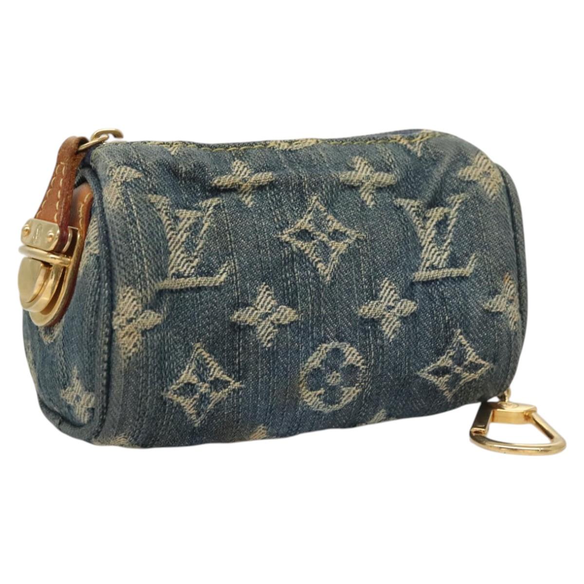 LOUIS VUITTON Monogram Denim Trousse Speedy PM Pouch Blue M95082 LV Auth 123303