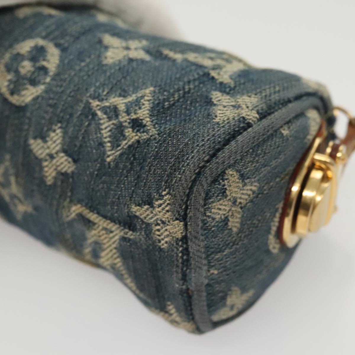 LOUIS VUITTON Monogram Denim Trousse Speedy PM Pouch Blue M95082 LV Auth 123303