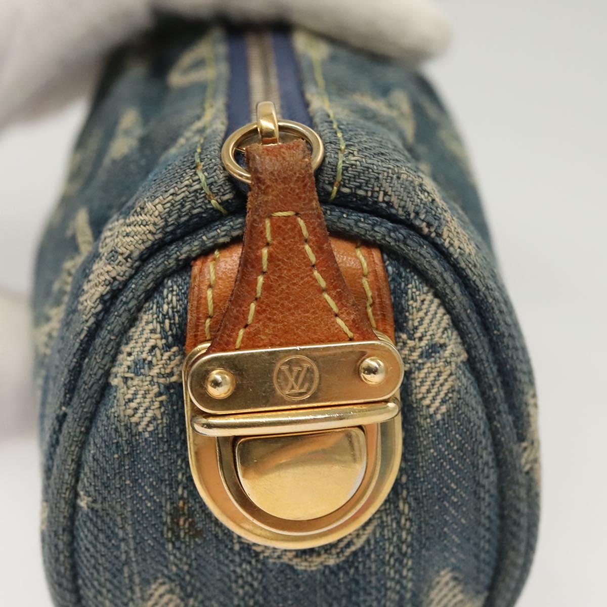 LOUIS VUITTON Monogram Denim Trousse Speedy PM Pouch Blue M95082 LV Auth 123303