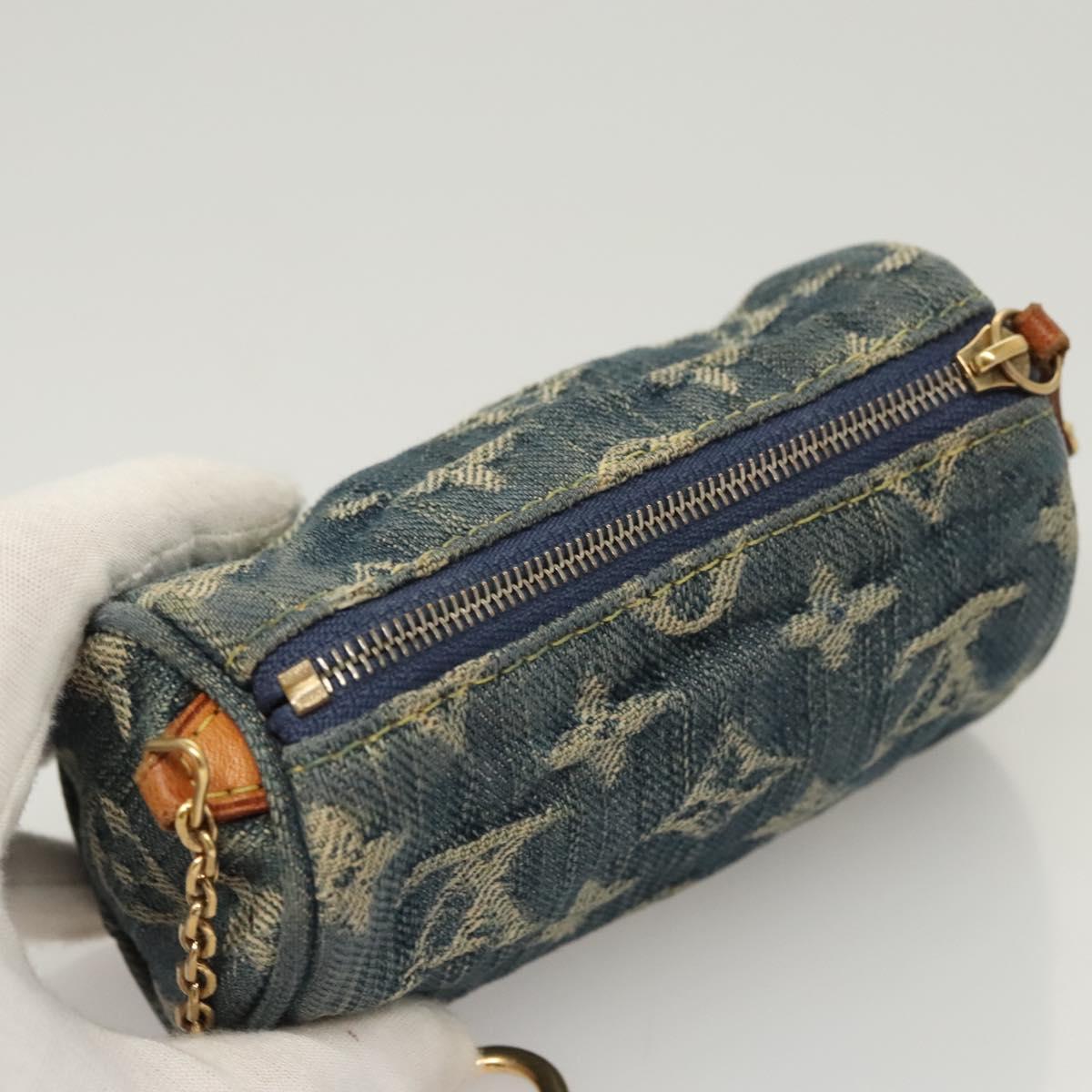 LOUIS VUITTON Monogram Denim Trousse Speedy PM Pouch Blue M95082 LV Auth 123303
