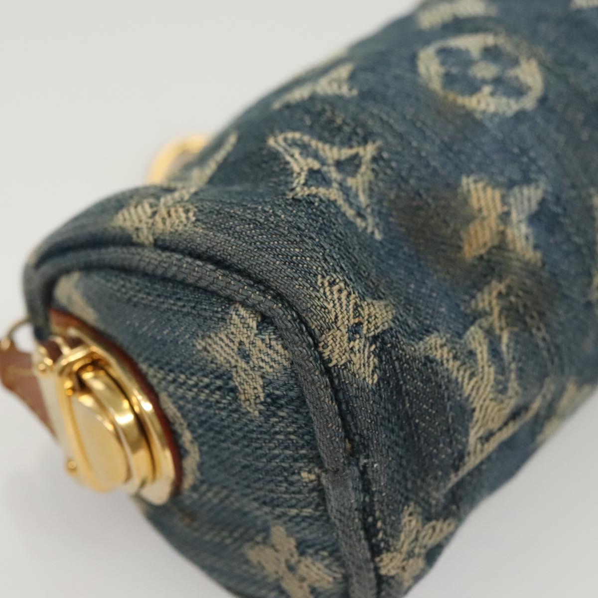 LOUIS VUITTON Monogram Denim Trousse Speedy PM Pouch Blue M95082 LV Auth 123303