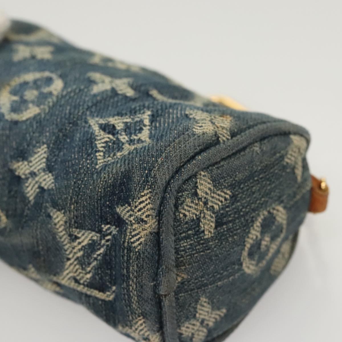 LOUIS VUITTON Monogram Denim Trousse Speedy PM Pouch Blue M95082 LV Auth 123303