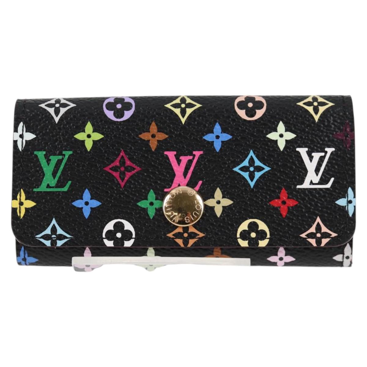 LOUIS VUITTON Multicolor Multicles 4 Key Case Black M93732 LV Auth 123309AV