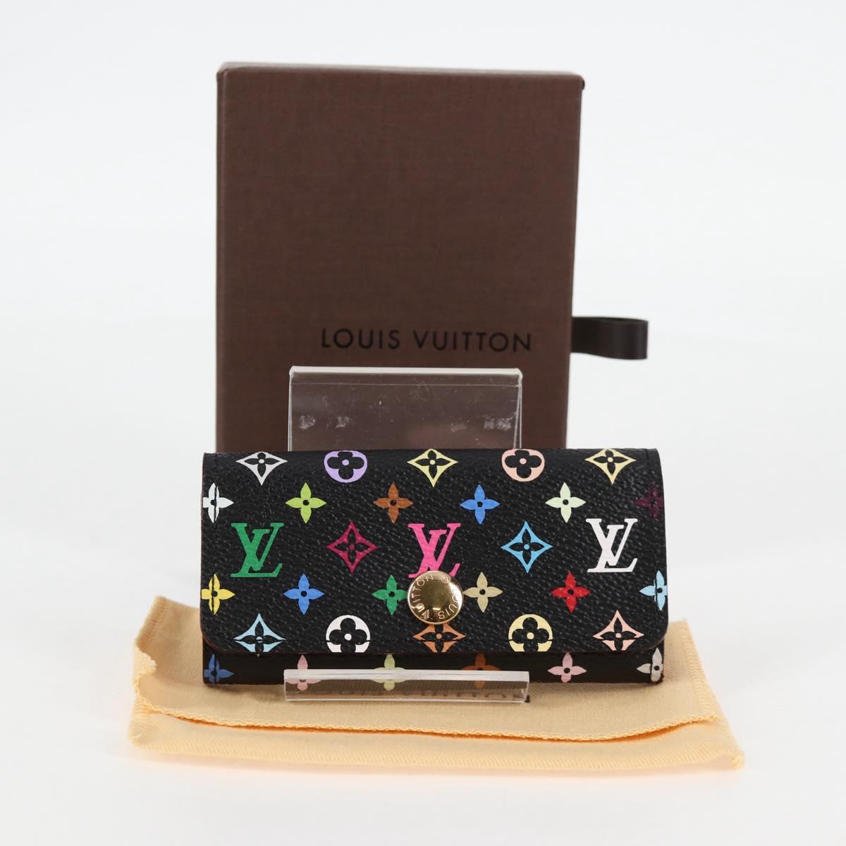 LOUIS VUITTON Multicolor Multicles 4 Key Case Black M93732 LV Auth 123309AV