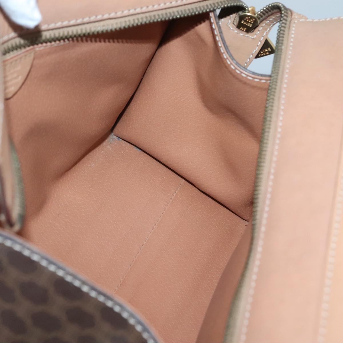 CELINE Macadam Canvas Hand Bag PVC Leather 2way Brown Gold Auth 123320