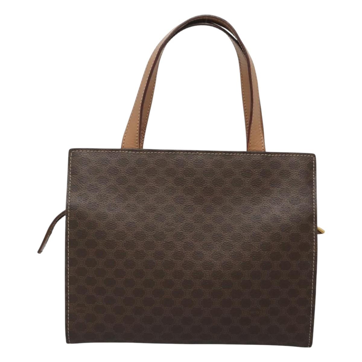 CELINE Macadam Canvas Hand Bag PVC Leather 2way Brown Gold Auth 123320