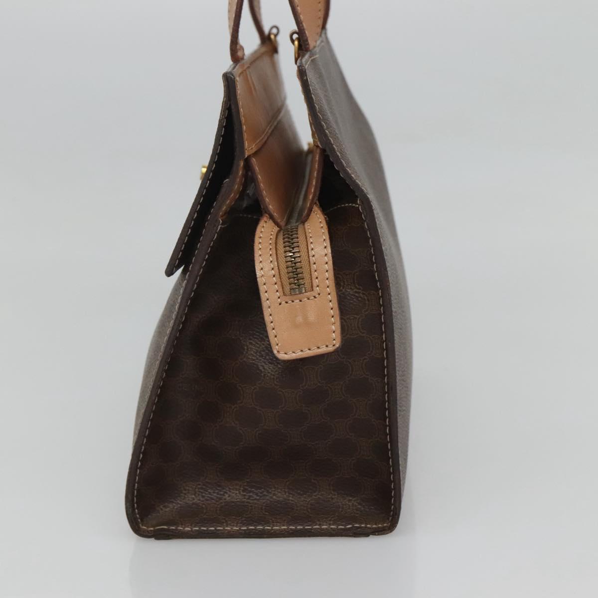 CELINE Macadam Canvas Hand Bag PVC Leather 2way Brown Gold Auth 123320