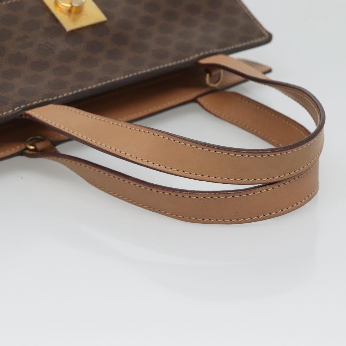 CELINE Macadam Canvas Hand Bag PVC Leather 2way Brown Gold Auth 123320