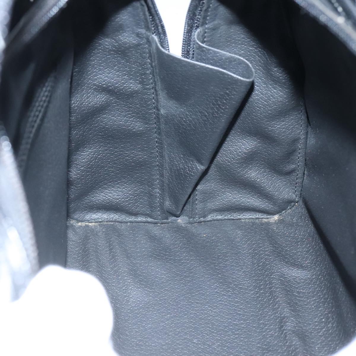 CELINE Hand Bag Leather 2way Black Gold Auth 123321