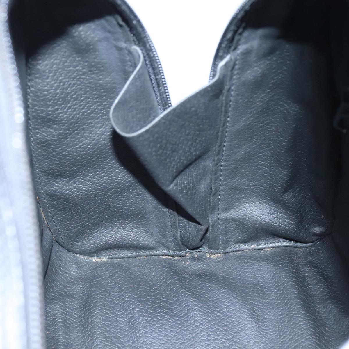 CELINE Hand Bag Leather 2way Black Gold Auth 123321