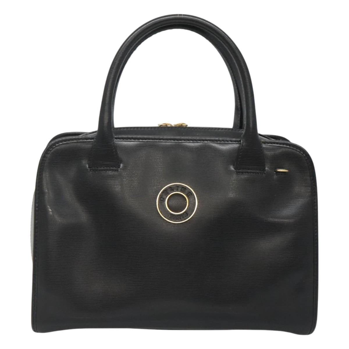 CELINE Hand Bag Leather 2way Black Gold Auth 123321