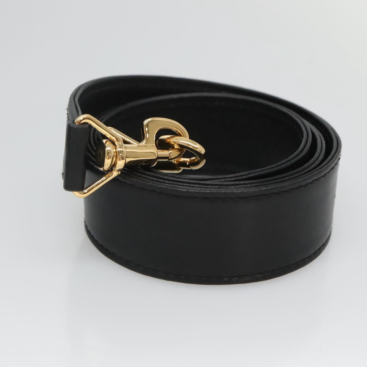 CELINE Hand Bag Leather 2way Black Gold Auth 123321