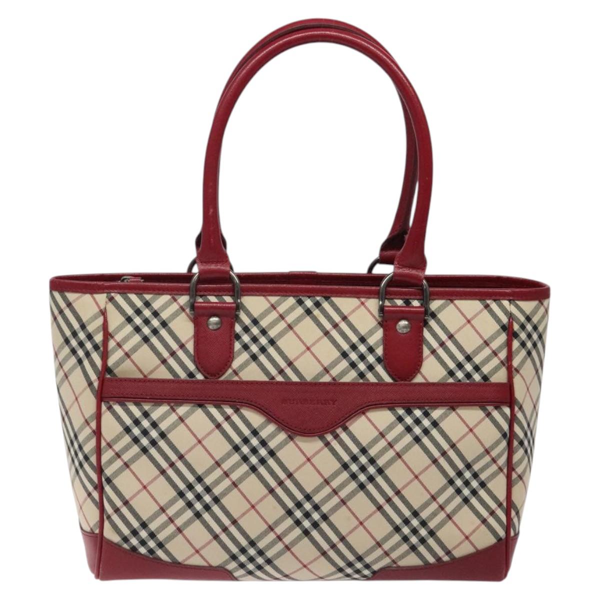 BURBERRY Nova Check Tote Bag Canvas Beige Auth 123324