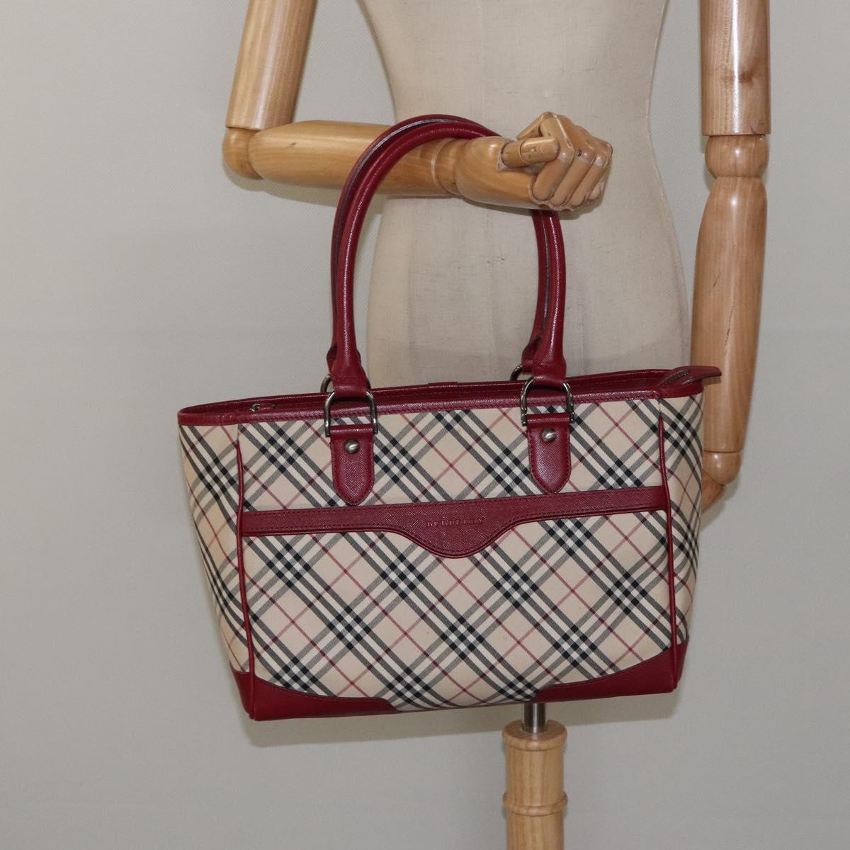 BURBERRY Nova Check Tote Bag Canvas Beige Auth 123324