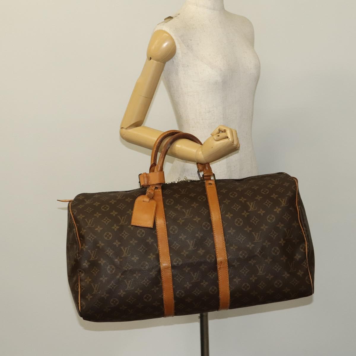 LOUIS VUITTON Monogram Keepall 55 Boston Bag M41424 LV Auth 123333