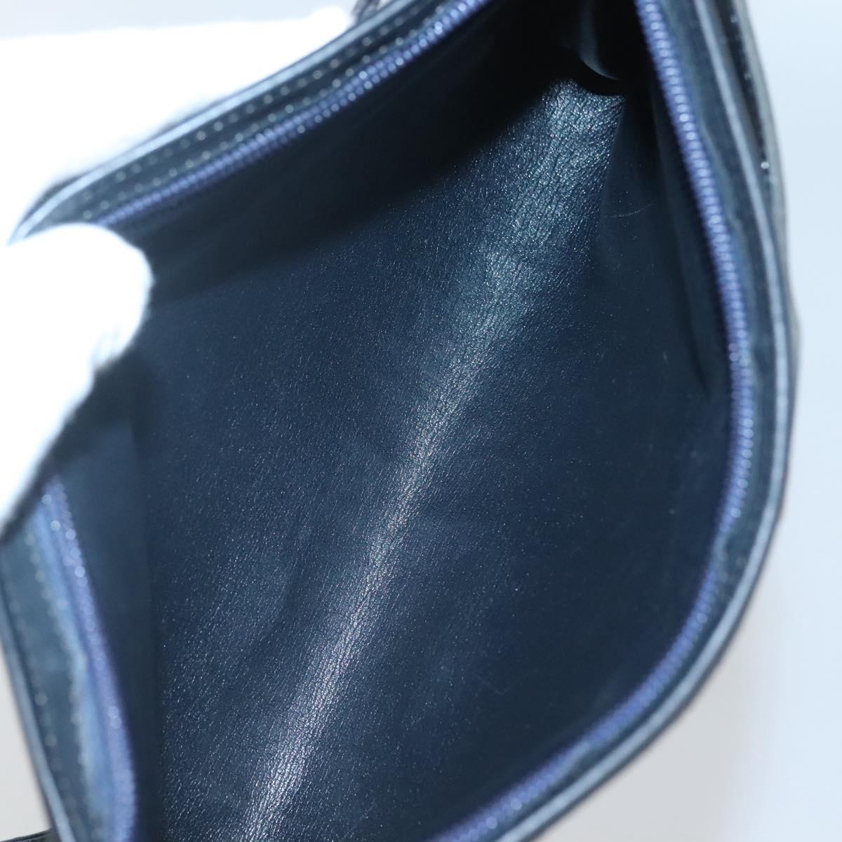 Christian Dior Trotter Canvas Shoulder Bag Navy Gold Auth 123357