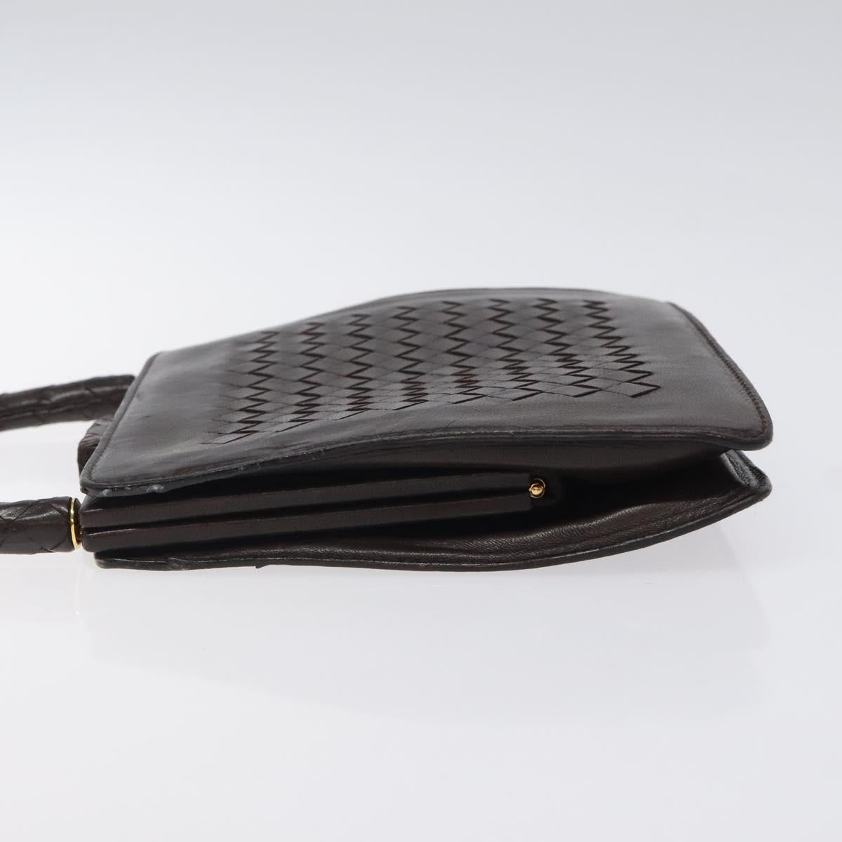 BOTTEGA VENETA INTRECCIATO Hand Bag Leather Brown Gold Auth 123359