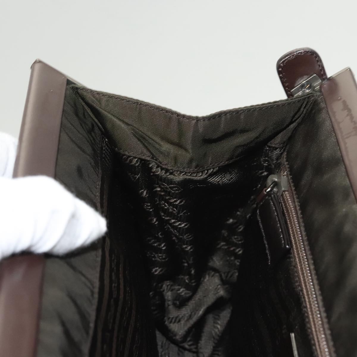 PRADA Shoulder Bag Nylon Khaki Silver Auth 123373