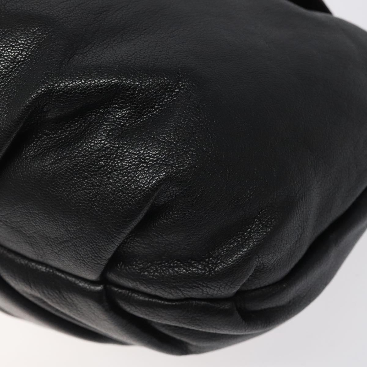 Salvatore Ferragamo Shoulder Bag Leather Black Silver Auth 123376